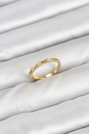 Pirinç Gold Renk Lazer Kesim Kadın Yüzük