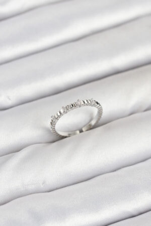 Pirinç Gümüş Renk Lazer Kesim Kadın Yüzük