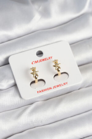 Pirinç Gold Renk Yıldız Kadın Küpe