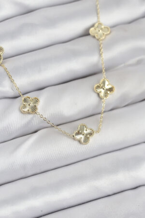 Pirinç Gold Renk Yonca Kadın Kolye