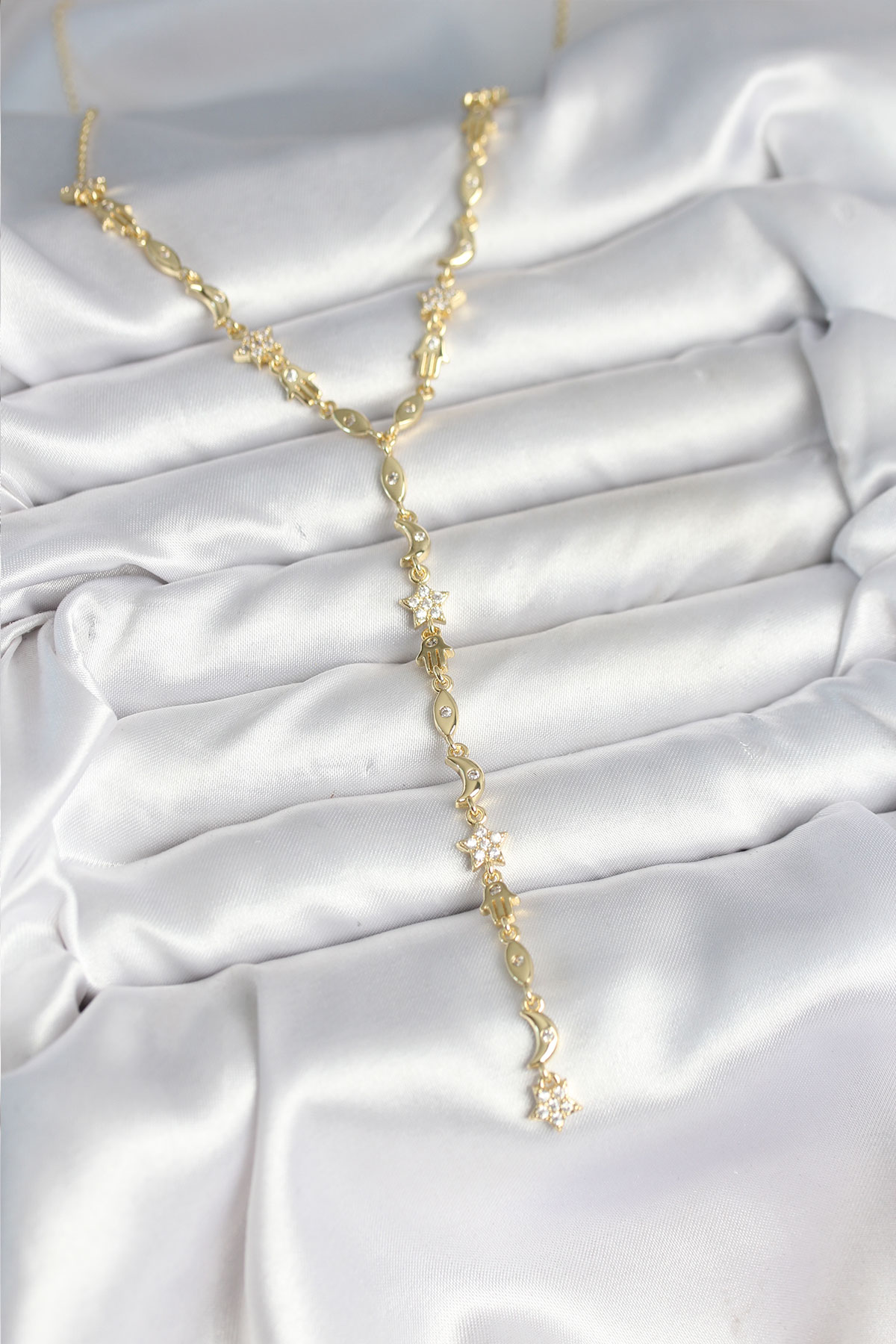 Pirinç Gold Renk Kadın Manifest Kolye - Görsel 2