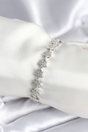 Pirinç Gümüş Renk Yıldız Model Kadın Bileklik