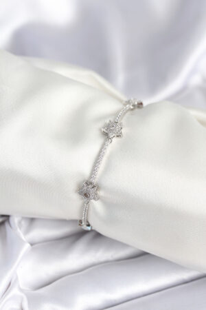 Pirinç Gümüş Renk Yıldız Model Kadın Bileklik