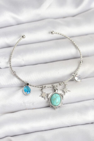 Caretta Caretta Charmlı Gümüş Renk Kadın Bileklik