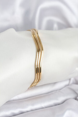 316L Çelik Gold Renk 65 mm Ajda Zikzak Model 3lü Kadın Bileklik