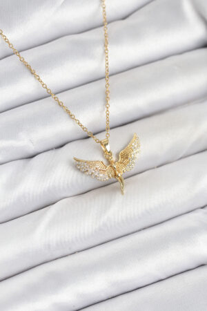 316L Çelik Zincir Gold Renk Melek Model Kadın Kolye