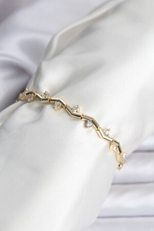 Zikzak Model Pirinç Gold Renk Bileklik