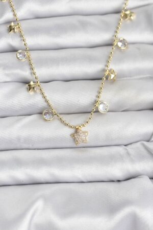 Pirinç Gold Renk Yıldız Model Kadın Kolye