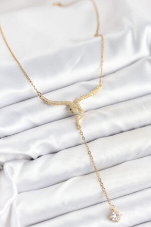 316L Çelik Zincir Gold Renk Yılan Model Y Kolye