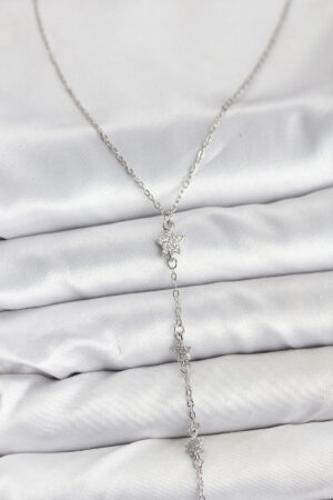 316L Çelik Zincir Gümüş Renkli Yıldız Model Kadın Y Kolye