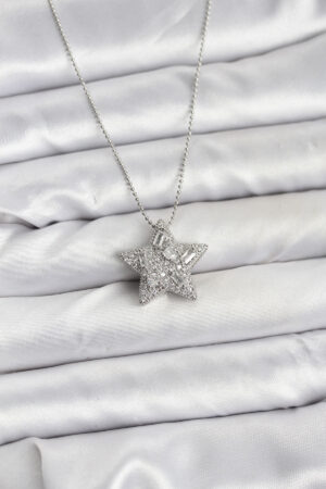 316L Çelik Zincir Gümüş Renk Zincirli Gümüş Yıldız Model Kadın Kolye