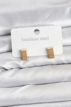 316L Çelik Gold Renk Külçe Altın Model Kadın Küpe