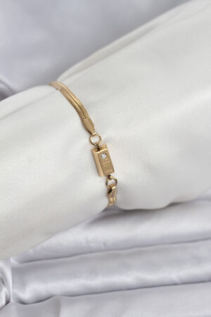 316L Çelik Gold Renk Külçe Altın Model Kadın Bileklik