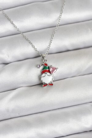 316L Çelik Zincir Gümüş Renk Yılbaşı Teması Kadın Kolye