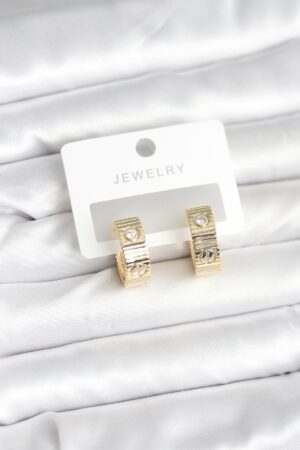 Pirinç Gold Renk Zirkon Taşlı Halka Kadın Küpe