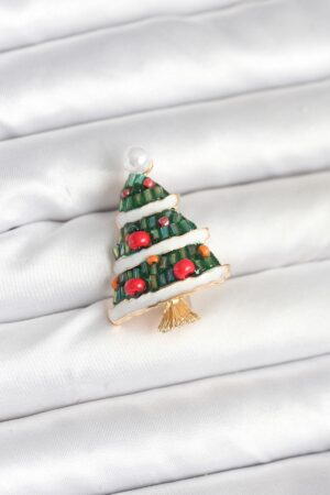 Süslü Çam Ağacı Model Yılbaşı Temalı Broş