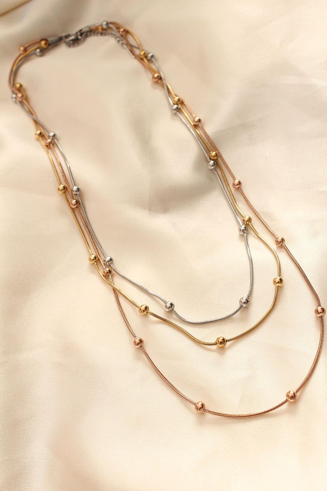 316L Çelik Karışık Renkli Topçuk Tasarımlı Çoklu Kolye - Görsel 2