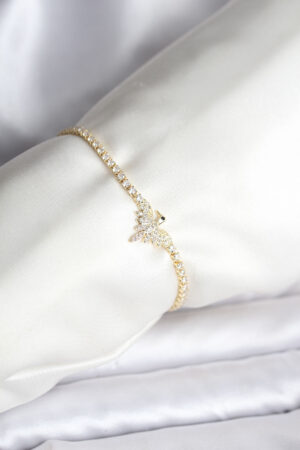 Anka Kuşu Model Zirkon Taşlı Gold Renk Pirinç Su Yolu Kadın Bileklik