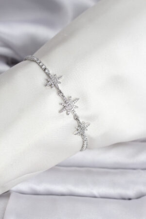 Kutup Yıldızı Model Zirkon Taşlı Gümüş Renk Su Yolu Kadın Bileklik