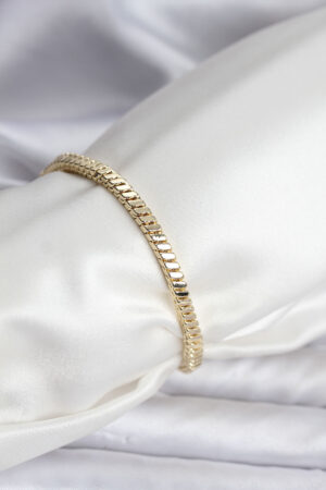 14K Gold Renk Kaplama Kare Zincir Model CM Kadın Bileklik