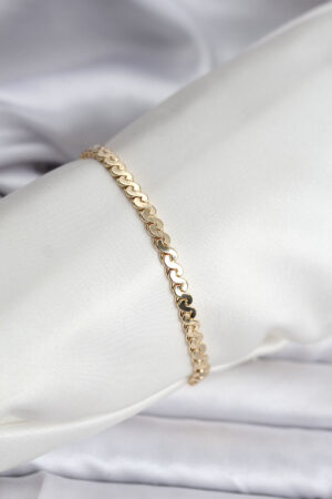 14K Gold Renk Kaplama Ezme Yılan Zincir Model CM Kadın Bileklik