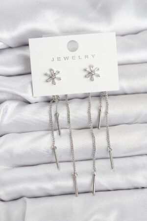 Çiçek Model Gümüş Pirinç Sallantılı Kadın Küpe