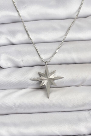 316L Çelik Zincir Gümüş Renk Kutup Yıldızı Model 60 cm Zincir Kadın Kolye