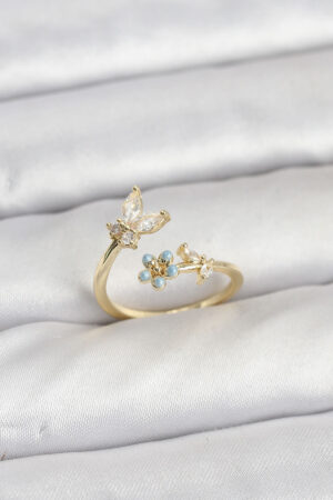 Pirinç Gold Renk Kelebek Model Kadın Yüzük