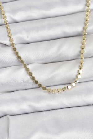 316L Çelik Zincir Gold Renk Ezme Zincir Model  45 cm Kadın Kolye
