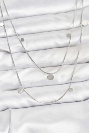 316L Çelik Zincir Gümüş Renk Pullu Kadın Kolye