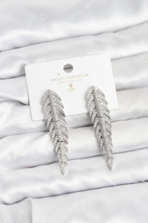 Pirinç Gümüş Renk Balık Sırtı Model Zirkon Taşlı Kadın Küpe