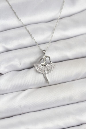 316L Çelik Gümüş Renk Balerin Model Kadın Kolye