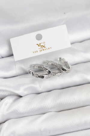 Pirinç Gümüş Renk Zirkon Taşlı Halka Yılan Model YSX Trio Küpe Seti