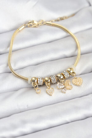 Kelebek Charmlı Gold Renk Kadın Bileklik