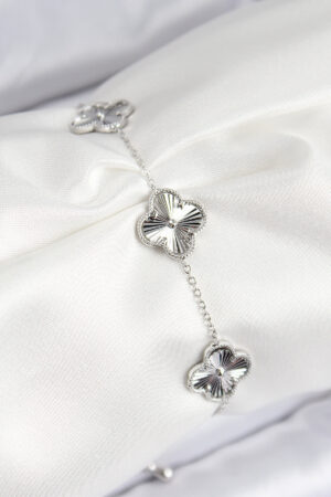 VIP Pirinç Yonca Model Gümüş Renk Kadın Bileklik