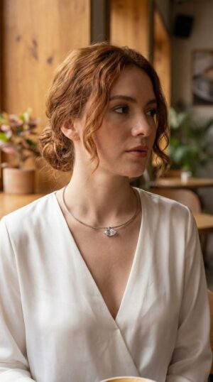 Pirinç Gümüş Renk Choker Model Zirkon Taşlı Kadın Kolye