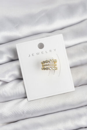 Gold Renk Zirkon Taşlı Pirinç Kıkırdak Earcuff Küpe