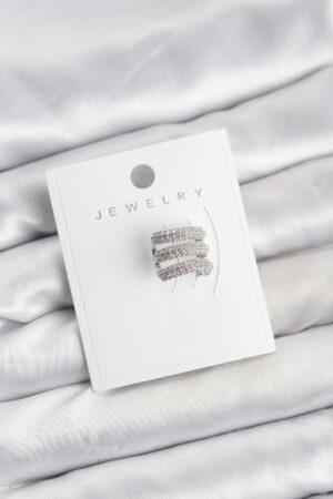 Pirinç Gümüş Renk Zirkon Taşlı Earcuff Kıkırdak Küpe