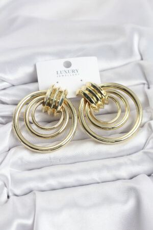 Pirinç Gold Renk Halka Model Vintage Kadın Küpe