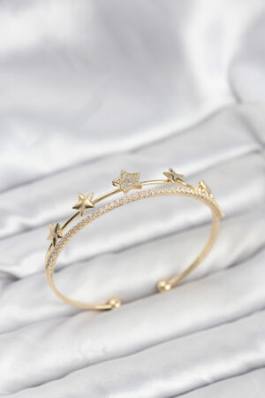 Yıldız Model Gold Renk Pirinç Kadın Bileklik