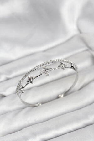 Pirinç Gümüş Renk Çiçek Model Kadın Bileklik