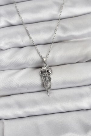 316L Çelik Zincir Gümüş Renk Deniz Anası Model Zirkon Taşlı Kadın Kolye