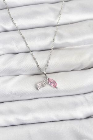 316L Çelik Zincir Gümüş Renk Balık Kuyruğu Model Zirkon Taşlı Kadın Kolye