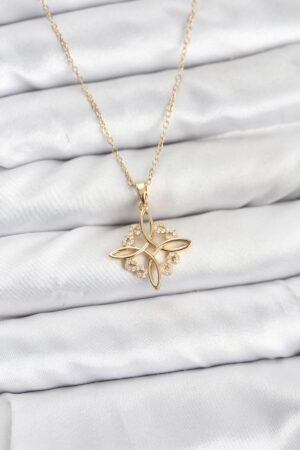 316L Çelik Zincir Gold Renk Sonsuzluk Model Zirkon Taşlı Kadın Kolye