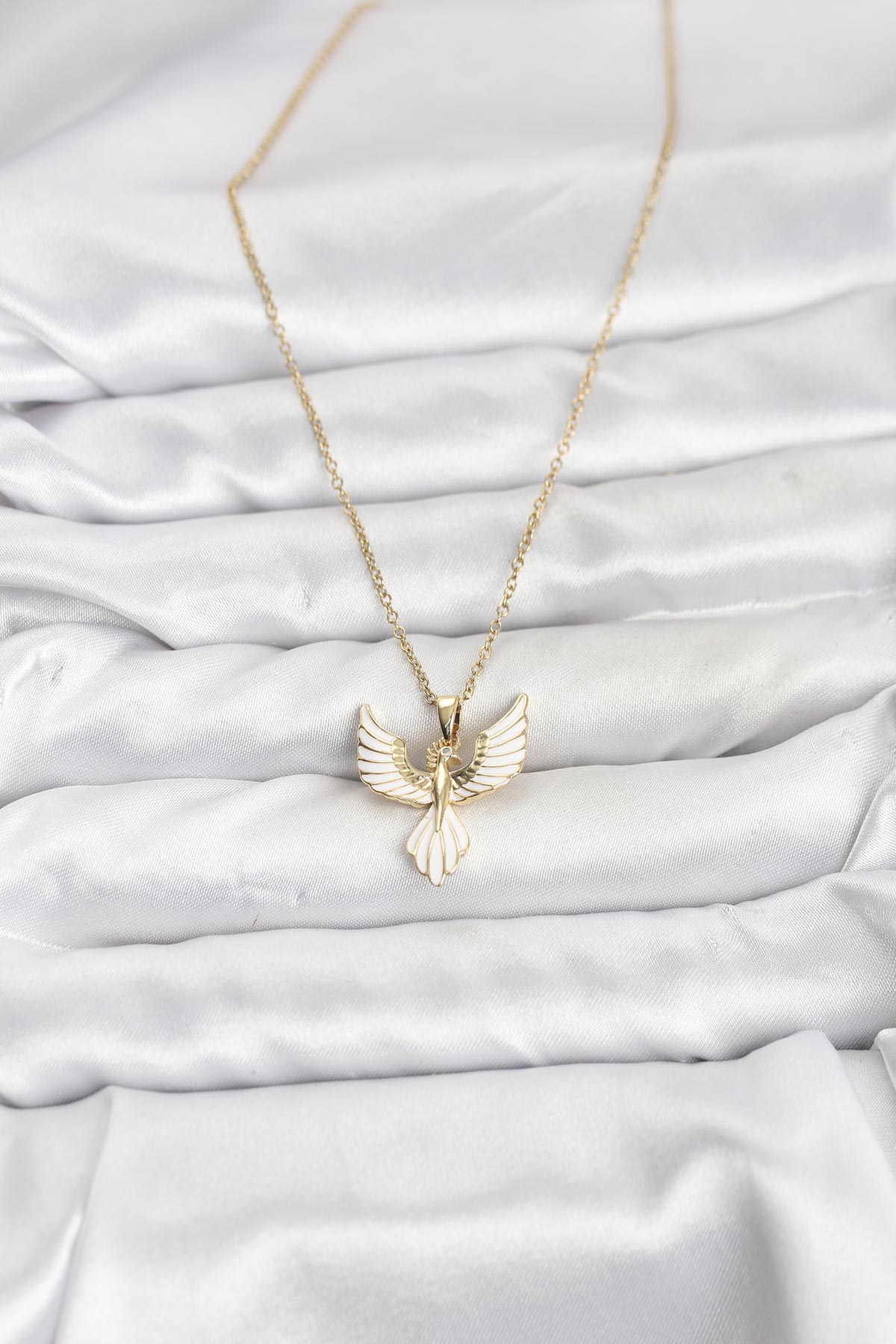 316L Çelik Zincir Gold Renk Anka Kuşu Model Kadın Kolye - Görsel 2