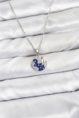 316L Çelik Zincir Gümüş Renk Gece Model Zirkon Taşlı Kadın Kolye