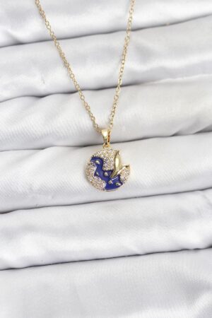 316L Çelik Zincir Gold Renk Gece Model Zirkon Taşlı Kadın Kolye