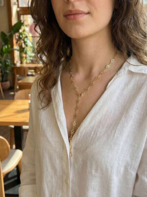 Pirinç Gold Renk Yıldızlı Kadın Y Kolye