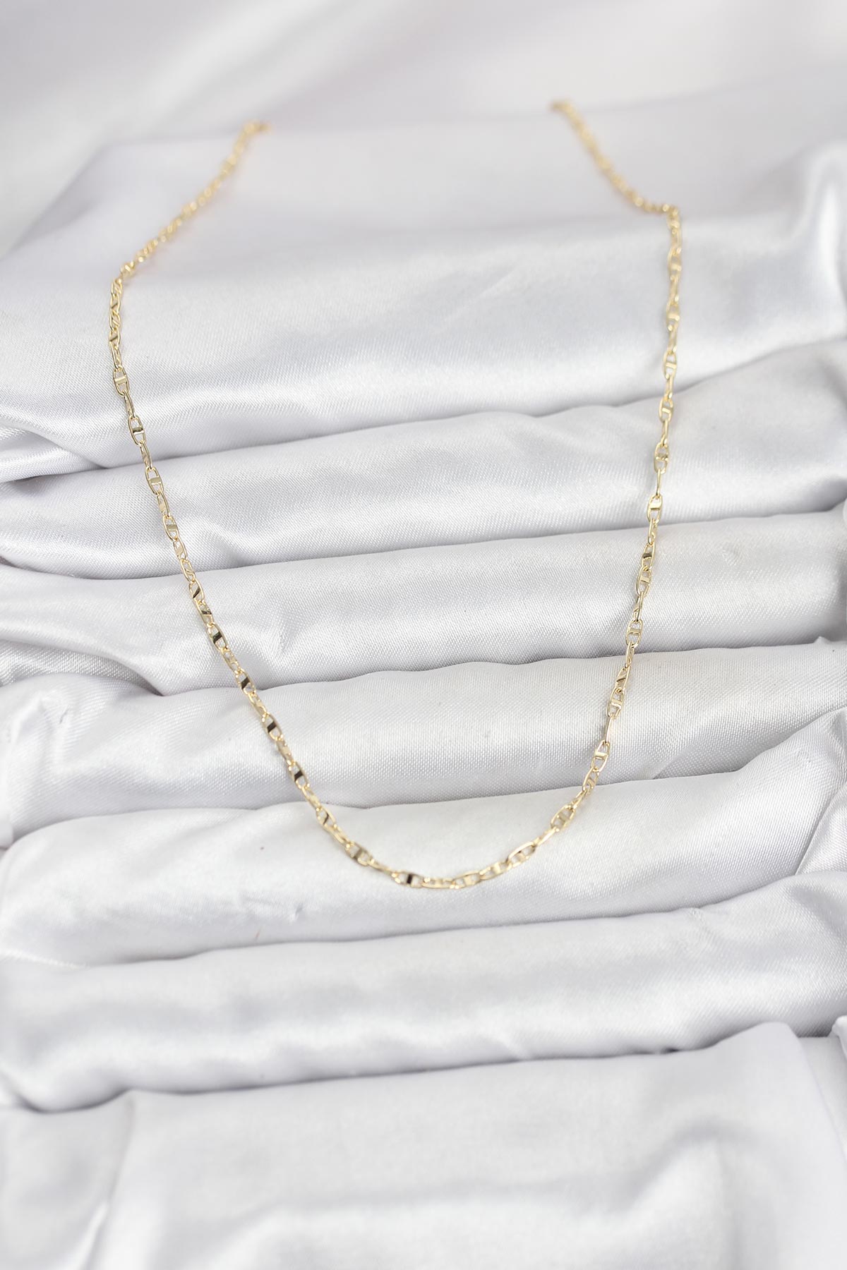 CM 14K Gold Renk Pirinç Gemi Zinciri Model Kadın Kolye - Görsel 2