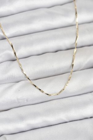 CM 14K Gold Renk İnce Kesim Çubuk Model Zincir Kadın Kolye